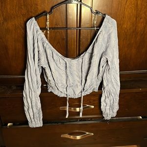 Blue off the shoulder crop top size XL